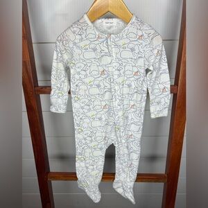 Kids One Piece Pajama - White with Animal Print